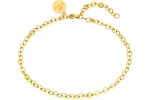 Purelei® Pure Fußkettchen Damen – Edelstahl vergoldet/rosévergoldet/silber – Verstellbar 21-25 cm – Filigranes Design mit glänzenden Plättchen - Fusskette für Damen - wasserfest