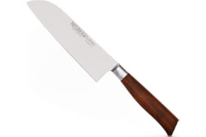 Burgvogel Solingen, Natura Line, Coltello Santoku, manico in legno verzino satinato, forgiato, 18 cm, molto affilato, coltello da cuoco giapponese, inossidabile, Made in Germany