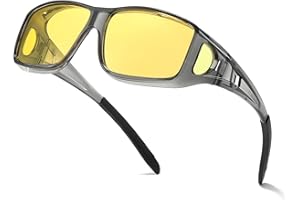 Myiaur Night Driving Over Glasses for Men Women Polarised Anti Glare Headlight Glasses & Full Wrap-Around Frame for Nighttime/Rainy