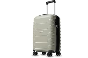 LUGGEX Kabinenkoffer Handgepäck Trolley 55x40x20 Leicht - Carbonfaser PP Kleiner Reisekoffer mit Rollen - Robuster und Stilvoller Reisebegleiter (Champagner)