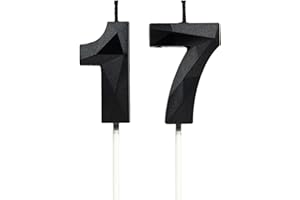DTXLX 17th Birthday Candles, Black Number Candles Birthday Decoration, Happy Birthday Cake Toppers, for Birthday Parties Weddings Company Anniversaries (Black, 17)