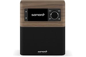 sonoro Stream Internetradio (UKW, Bluetooth, DAB, Spotify, Amazon, Deezer, App, spritzwassergeschützt) Walnuss/Schwarz