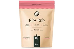 BBQ KING SPICES ARE ALWAYS THE SECRET BBQ KING - Ribs Rub Confezione da 250 Gr, Dry Rub Bbq per Costine di Maiale Ideale per Barbecue e Grill, Set Spezie Cucina 100% Made in Italy, Miscela di Spezie per Costine (Saint Louis o Baby Back)