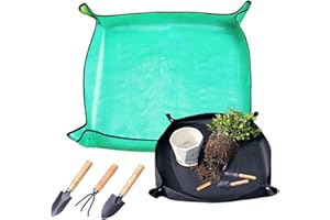 DOKEI 2 Piezas Estera De Jardinería Plegable, Alfombrillas para Trasplante de Plantas con 3 Piezas Mini Herramientas de Jardín Cojín de Plantación Impermeable 100 x 100cm/ 50 x 50cm