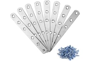 MaYuLa 8Pcs Metal Brackets for Wood Flat Straight Brackets Mending Joining Plates Stainless Steel Fixing Plate Metal Strips with Holes 155×19×3mm for Connector Repair Wooden Furniture