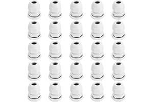 Faankiton 25 pezzi PG9 passacavi impermeabili, regolabili, chiusura impermeabile, raccordo nylon con dado di bloccaggio, colore bianco