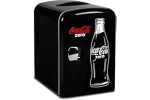 KOOLATRON Coke Zero Mini Fridge - Refrigerator for Bedroom Skincare Office, Portable Table Top Beverage Cooler, 12V DC/220V ACRefrigerador For Drinks, Soda, Wine, Use In Car, Dorm, Outdoor, Patio, 6 Can
