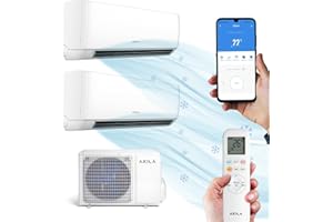 AKILA OBAMI - Aire acondicionado fijo reversible - Bi-split - 6200W - 21000BTU - 40m2 + 30m2 - Gas R32-4D Airflow - Golden Fin - Wifi