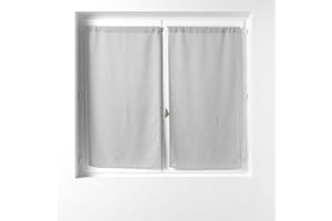Douceur d'Intérieur, Coppia di tende passapasta (2 x 60 x 90 cm) Soane Grigio, Voile Tessuto