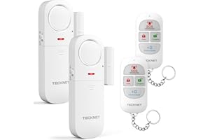 TECKNET Alarme Maison sans Fil, Alarme Porte avec Télécommande, Window and Door Alarm Sensor avec 4 Modes D'alarme, Facile à Installe, Détecteur Ouverture Porte pour Maison、Hôtel、Garage、Fenêtres