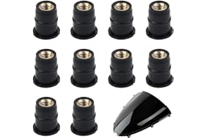 BHIPKOT 10 Pcs 5mm Tuerca de Goma para Parabrisas, Tuerca para Parabrisas M5, Se Adapta a la Mayoría de Las Piezas de Repuesto de Motocicletas Negro (Tipo: Convexo)
