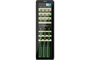 Cecotec Cave a Vin 30 Bouteilles Bolero GrandSommelier Origin Duo 30 Hit Black. Cave à vin rétro, noir, 30 bouteilles, double zone de température 5-12 ºC et 12-20 ºC, NoFrost, LED, clayettes en bois