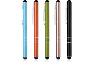 Eingabestift 5 Stück Touchstift Stylus Pen Touchscreen Stift für iPhone Samsung Galaxy Huawei Tablets und Alle Smartphone, Farbe：Schwarz, Gold, Grün, Orange, Blau