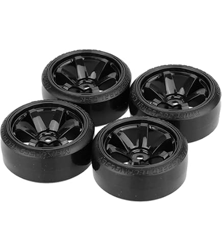Dilwe RC Car Tires, 4 Pcs Rubber Tyre Wheel Rim For 1:10 Racing Off-Road Car Part(Black