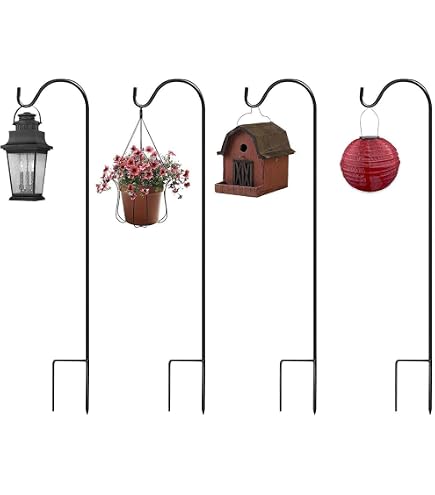 4 Crochets De Berger NUZAMAS 80cm Réglables - Poteaux Métal Lourd Pour Jardin Et Décoration