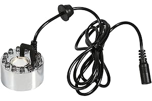 DUOKON Mist Machine 24V Cambia colore 12 LED Mist Maker Fogger Pond Nebbia atomizzatore, Mist Maker Fontana d'acqua Pond Atomizzatore Umidificatore d'aria per Halloween, Party(#L'adattatore non è incluso)