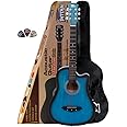 Intern INT-38C Blue Linden Wood Acoustic Guitar Kit with Carry Bag & Picks