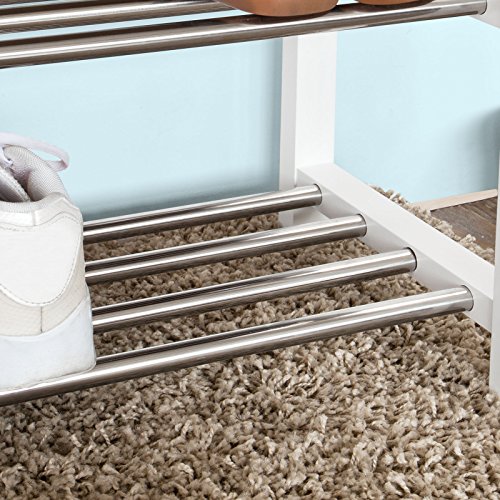 SoBuy® Mini Schuhbank,Sitzbank,Schuhregal, Schuhschrank, Schuhtruhe, Badregal mit 2 Böden,FSR18-K-W - 6