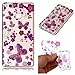 Produktbild Durchsichtig Hülle für Huawei P9 Lite,Glitzer Hülle für Huawei P9 Lite,Leeook Noble Stylish Schön Glitzer Bling Shiny Sparkle Rot Blume Lila Schmetterling Gemalt Strass Muster Entwurf Weich Transparent Clear TPU Silikon Zurück Schutzhülle Tasche Crystal Hülle Handyhülle Etui Bumper Case Cover für Huawei P9 Lite + 1 x Schwarz Eingabestift-Red Flower Purple Butterfly