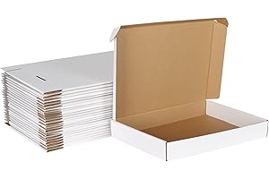 HORLIMER Caja de Envío Kraft, 34,2 x 24,6 x 4,8cm, Lote de 25, Caja Carton con Tapa para Regalo o Embalaje, Blanco