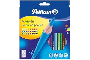 Pelikan Matite Colorate a Sezione Esagonale, Colori Intensi e Lavabili, Legno Certificato FSC, Ideali per la Scuola, per Bambini e Adulti, Astuccio 24 Matite Colori Assortiti