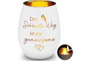CADIMUS Windlicht Glas mit Gravur, Der Schönste Weg ist Der Gemeinsame Windlicht, Geschenke zur Verlobung Goldene Hochzeit Silberhochzeit, als Valentinstag Weihnachten Jahrestag Geschenk für Sie Ihn