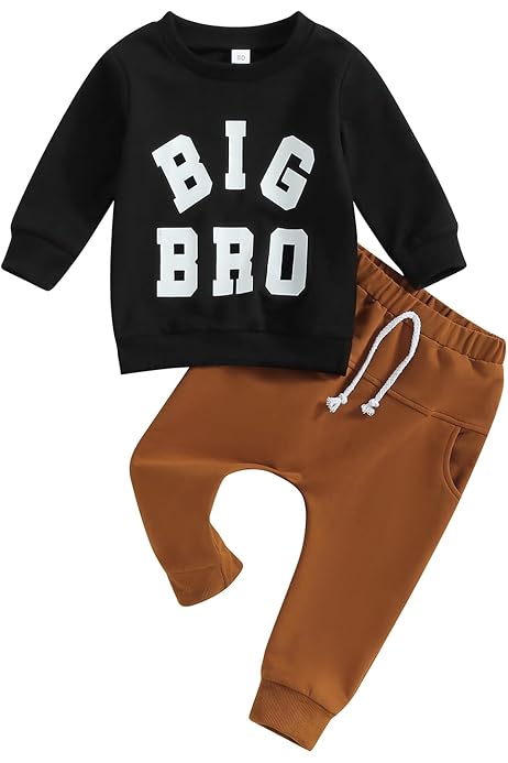 KameyouForever Toddler Baby Boy Clothes Set Big Brother Little Brother  Matching Outfits Long Sleeve Letter Embroidery Sweatshirt Pant Set 2PCS  Outfit (B Lil BRO, 0-6 Months) : Amazon.co.uk: Fashion