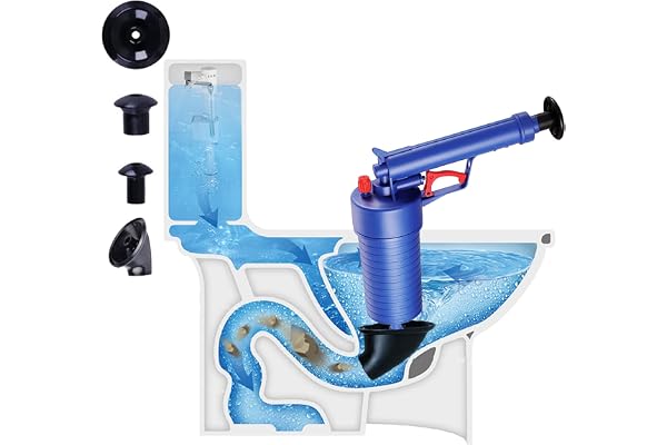 Piston de toilette, deboucheur canalisation évier électrique déboucheur pistolet de vidange pompe nettoyant adaptateurs de déblocage vidange débouchage tarière pour toilette lavabo maison