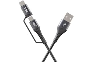 boAt Deuce USB 300 2 in 1 Type-C & Micro USB Stress Resistant, Sturdy Cable with 3A Fast Charging & 480mbps Data Transmission