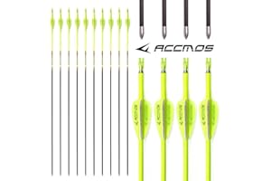 ACCMOS Spine 400 500 600 700 800 900 1000 ID 4.2mm Archery Arrows, for Compound Bow Recurve Bows Hunting Shoting Orange or Yellow Carbon Arrow 12pcs
