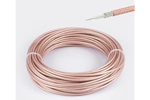 ‎VECYS Vecys Kabel RG316 Kabel Koncentryczny RF o Niskiej Stratności 50ohm 49.2FT/15M Brązowy