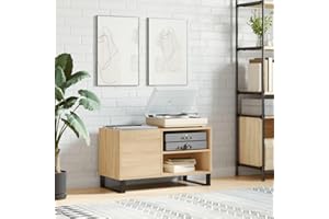 Prissent Salotto Porta Dischi 85x38x48 cm in Legno Multistrato, Scaffale CD, Libreria Vinili, Mobile TV Rovere Sonoma