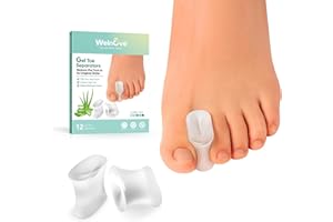 Welnove Aloe Vera Zehentrenner, 12er Pack Silikon Zehenspreizer, Ballenpads zur Begradigung von überstehenden Zehen, Ballen, Schwielen - Ballenhilfe für Männer und Frauen