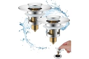 HIBBENT 2 pezzi Tappo Lavandino Bagno Universale, Scarico Lavabo Bagno Universale Pop up Adatta per modelli da 25 mm a 46 mm, Filtro Scarico Lavabo Bagno Valvola Piletta Click Clack, Tappo per Bagno e Cucina
