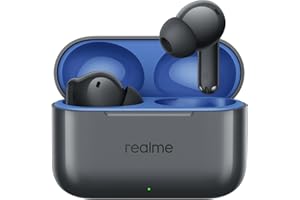 realme Buds T200, Controlador dinámico de Graves de 12,4 mm, Cancelación Activa de Ruido de 32 dB, hasta 50 Horas de reproducción, Conexión de Dos Dispositivos 2.0, Black