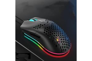 XZXWZX Ratón Gaming con Cable, 6 dpi Adjustables hasta 7200,Gaming Mouse Óptico,Ratón Ergonómico Óptico RGB con LED 11 Colores para PC, Portátil