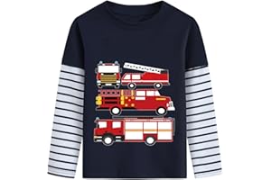 DHASIUE Langarmshirt Jungen Bagger Dinosaurier Ballspiel Planet Der Blaue Zug Pullover Kinder Longsleeve Tshirt 1-7 Jahre Gr.92-122