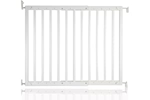 Safetots Chunky Wooden Screw Fit Stair Gate, White, 63.5cm - 105.5cm, Wood Baby Gate, Screw Fit Safety Barrier, Stylish Design and Practical Safety Gate, Easy Installation