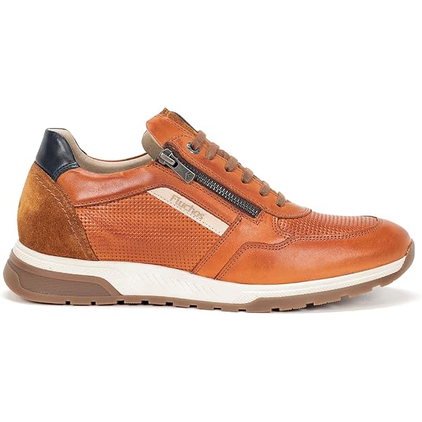 Baskets Fluchos Nemo Pour Homme - Cuir Blanc, Semelle TR, Fermeture Lacets + Zip, Fabrication Espagne - 9