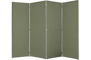 DESHOME - Separe divisorio interno dal design moderno, tessuto idrorepellente struttura in legno 4 ante - Separè divisorio paravento richiudibile pieghevole (Verde oliva)