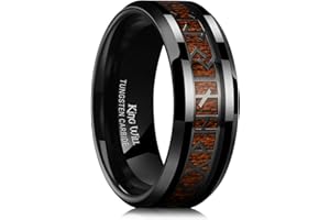 King Will 8mm Tungsten Stainless Steel Wedding Spinner Ring for Men - Viking/Celtic Knot Design Band with Carbon Fiber Inlay | Comfort Fit Wedding Band, Anniversary Jewelry Gift
