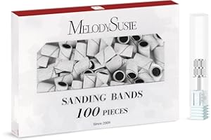 MelodySusie Sanding Bands for Nail Drill Mandrel Bits, 100Pcs 180 Fine Grit Nail File Sanding Bands for Polishing and Shaping Acrylic Nails Gel Manicures Pedicure, Zebra