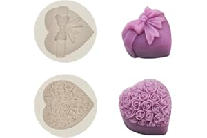 DEARJANA Stampi per Sapone in Silicone, Mousse di Rose Stampo in Silicone per Torta Stampo a Forma di Cuore Stampo per Sapone per Matrimonio Baby Shower Compleanno Natale Regalo Feste Fai da Te(2 Pezzi)