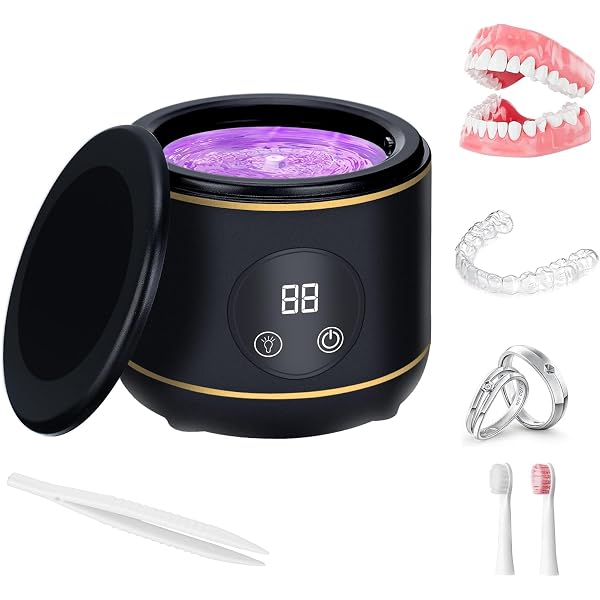 Pulitore A Ultrasuoni 48000Hz Per Gioielli, Dentiere E Oggetti Piccoli – Con Lampada UV, Portatile E Facile Da Usare