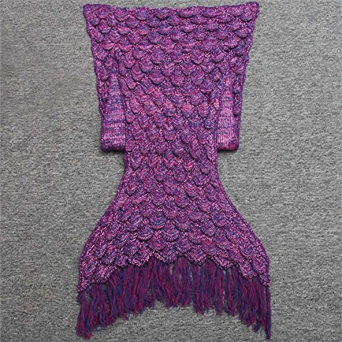 JiazuGo Handgemachtes Meerjungfrau Decke, warme Sofa-Wohnzimmer-Decke für Erwachsene und Kinder (purple) - 5