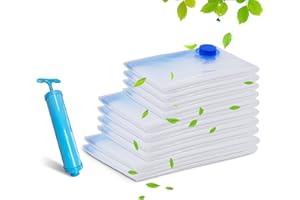 NINGESHOP Sac sous Vide Vêtement Aspirateur + 10 Pièces 100X70cm 80x60cm 60x40cm avec Pompe Housse Aspirable Rangement, Sac de Compression Voyages Réutilisables, pour Vêtements,Literie,Oreillers