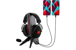 Lioncast LXS6 Headset Stand - Stojak na zestaw słuchawkowy z koncentratorem USB i oświetleniem LED RGB (z dźwiękiem przestrzennym 7.1, zintegrowanym uchwytem na słuchawki)