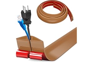 MEYUXG Floor Cord Covers Channel, Floor Cable Cover Protector, 3cm x 2m Heavy Duty Wire Cover, Protect Cables and Prevent Trip Hazards, Suitable for All Power Cords, Home, Warehouse, School(Light Brown)