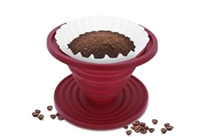 Prasacco Ekspres do kawy składany zaparzacz do kawy przenośny kempingowy ekspres do kawy wielokrotnego użytku silikonowy filtr do kawy z plecakiem kemping dom biuro