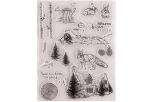 ECMQS Winter Tiere DIY Transparente Briefmarke, Silikon Stempel Set, Clear Stamps, Schneiden Schablonen, Bastelei Scrapbooking-Werkzeug